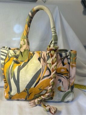 Vince Camuto Floral Canvas Tote in Yellow, Green & Pink